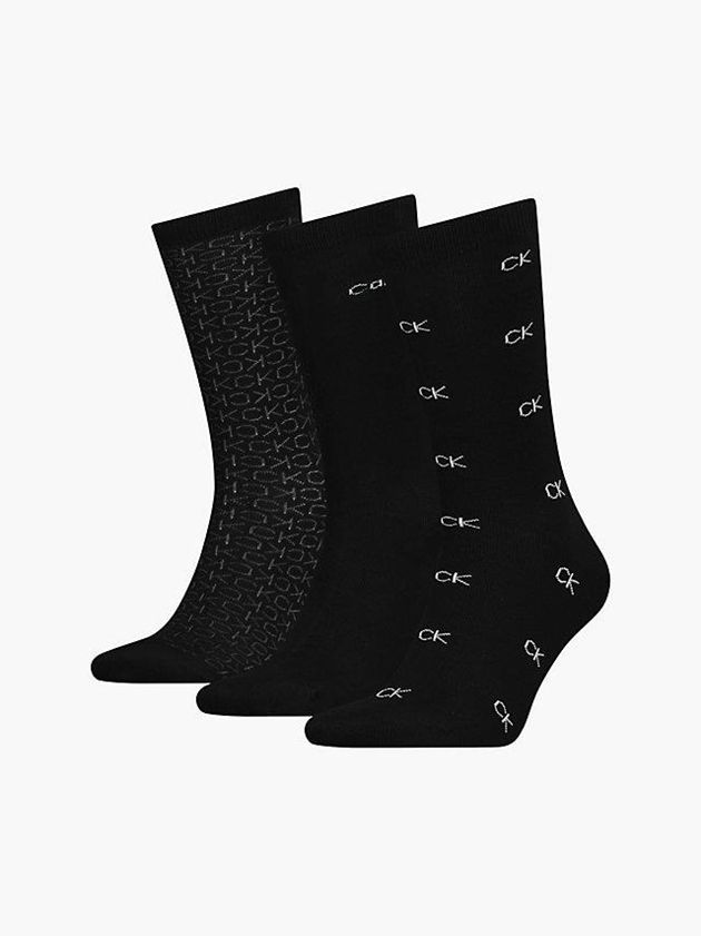 Calvin Klein USA 3 Pack Crew Gift Set Mens Socks Black 0417526-IU